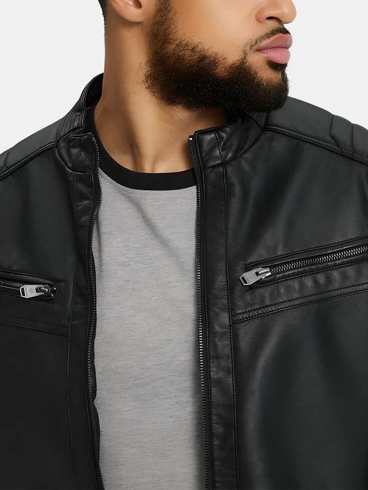 Кожаная куртка, мужская, DIVERSE JACKBLACK в байкерском стиле [M/L/XL]