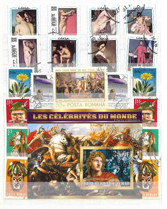 Un super clasor 4 file ( 8 pagini ) plin cu timbre arta sport