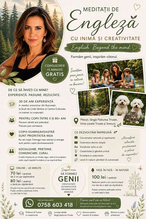 Cursuri / Meditații Engleză în grupe mici și personalizate, practice, distractive, orice obiectiv, orice nivel
