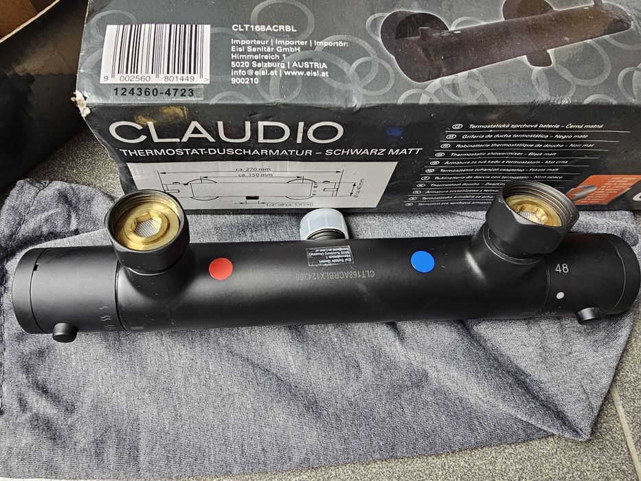 Baterie dus termostatic Negru mat