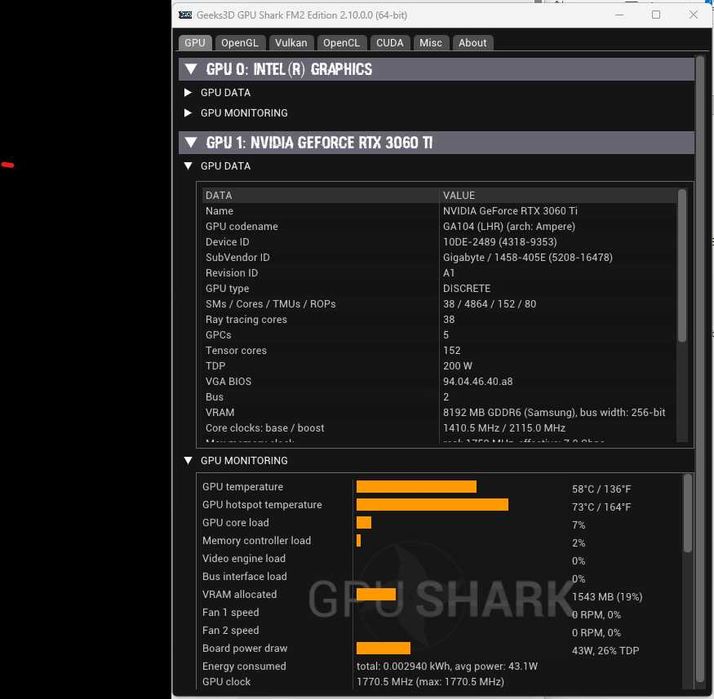 Placa Video Gigabyte RTX 3060 Ti GAMING OC PRO-8GD Rev 3.0