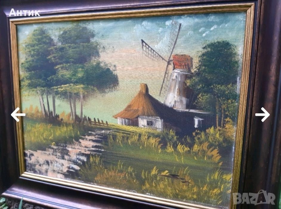 Красива Стара Картина Прованс Живопис Маслени Бои на Платно