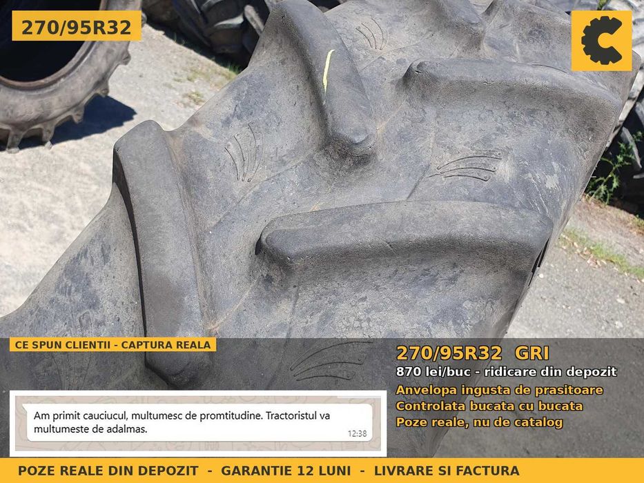 Anvelope Cauciucuri 270/95R32 270/95 R32 270/95-32 270 95 R32 2709532 GRI Prasitoare Tractor Roti Inguste SH Second Hand DISCOUNT Oferta Pret Bun