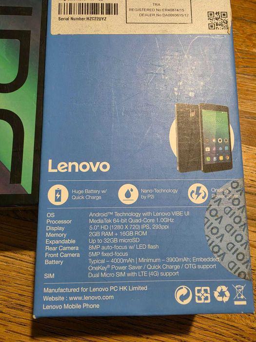 Lenovo Vibe P1m – за части, дисплей счупен, не стартира