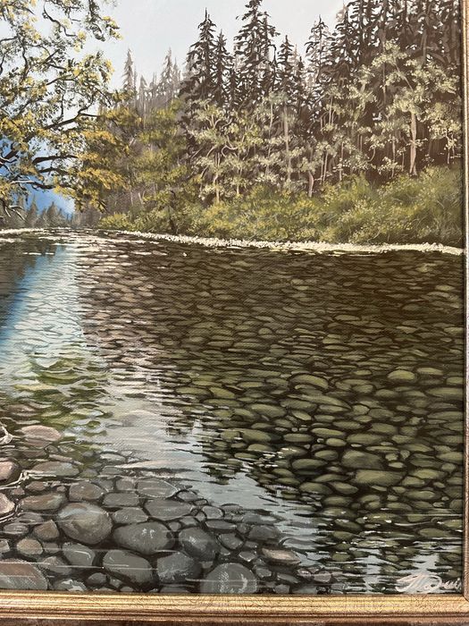 Tablou original pictat manual – acrilic pe pânză, 50×50 cm, înrămat