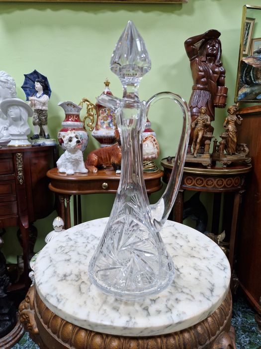 Уникална антикварна чешка кристална гарафа Бохемия Bochemia