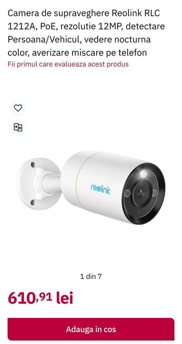Camera de supraveghere Reolink RLC 1212A, PoE, Sigilate