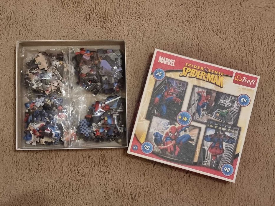 Puzzle 4in1 Spiderman Marvel, 207 piese, 4 tablouri de 20,5x28,5cm