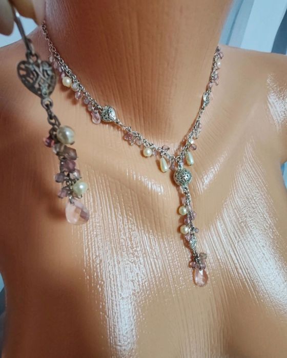 Colier + cercei argint rodiat Made in Italy