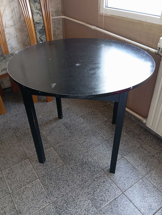 Кухненска маса, кръгла, диаметър 120 см, черна