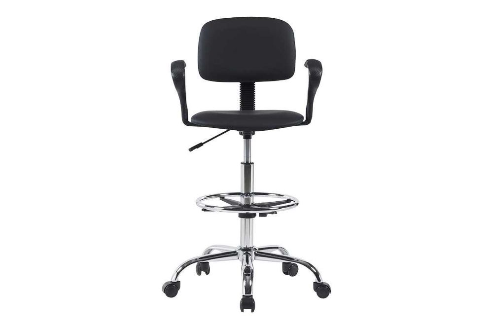 Офис стол Puzzle-home Icina, Подходящ за рецепция, PU, Черен - хром