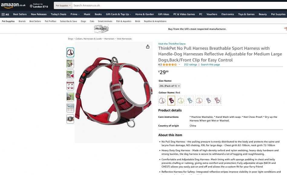 Ham pentru caini ,ThinkPet, reglabil, reflectorizant, diferite marimi