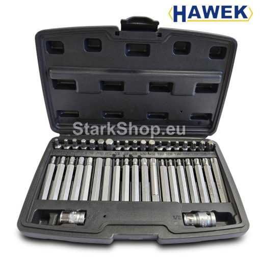 Комплект битове-накрайници HAWEK 4401 Hex XZN и Torx 1/2″ и 3/8″ 40 бр