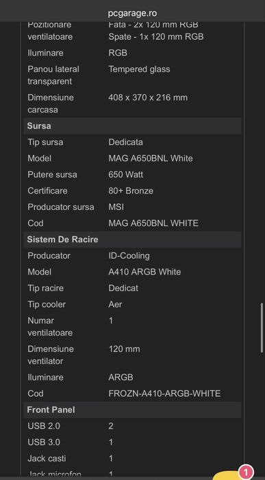 URGENT! PC Gaming/Workstation Full White – i5 12400F | RTX 3060 12GB | 32GB DDR5 | Garanție PC Garage