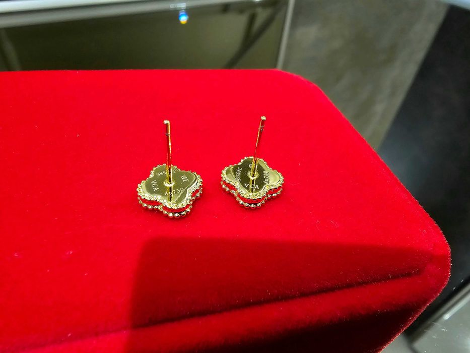 Van Cleef & Arpels VCA Gold Green Sweet Alhambra Clover Дамски Обеци