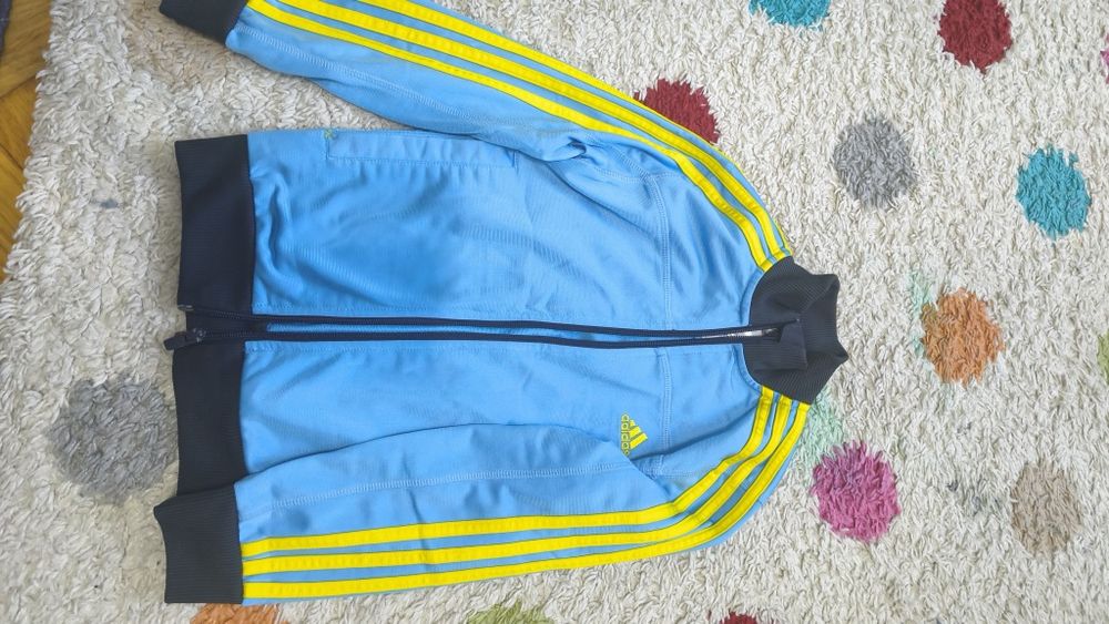 Pantaloni bleumarin, H&M 122-128, geaca. Hanorac adidas