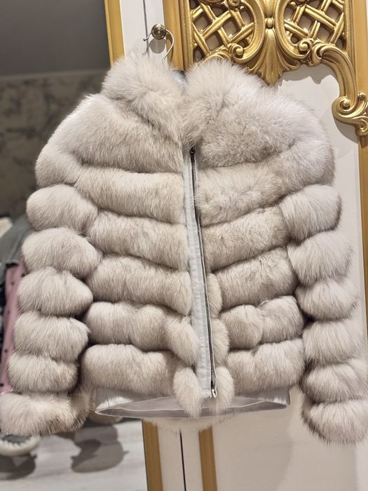 Палто естествен косъм от сребърна лисица