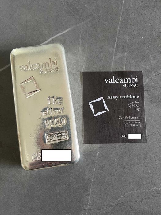 1kg сребърно кюлче Валкамби Valcambi