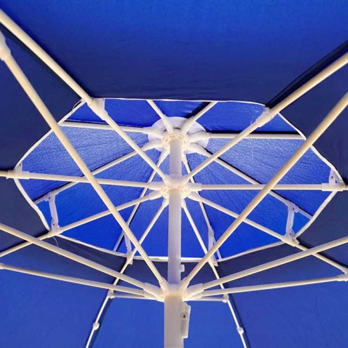 Ø220 см Премиум градински чадър с анти-вятър система, син цвят