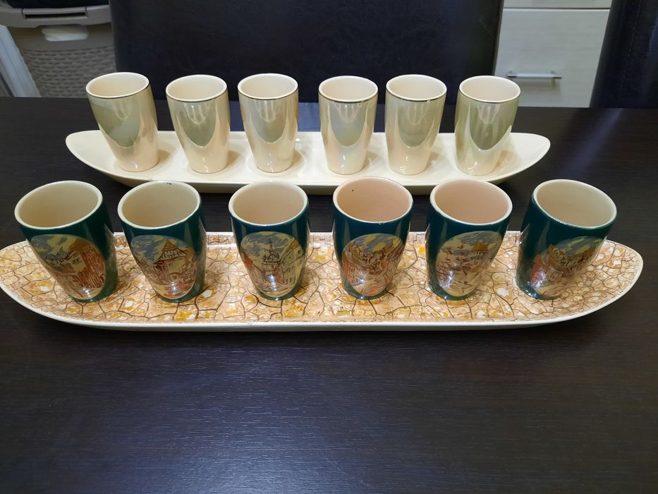 Servicii vintage cafea/tuica 6/11 pers pictate manual