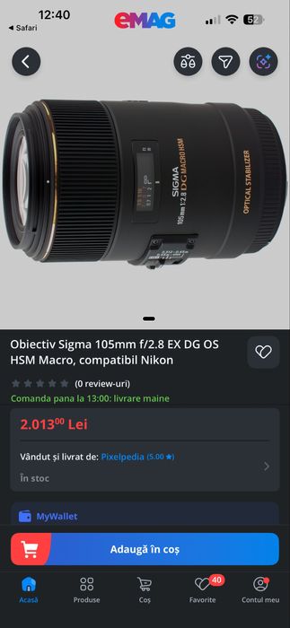 Obiectiv Sigma 105mm f/2.8 EX DG OS HSM Macro nikon dslr foto aparat