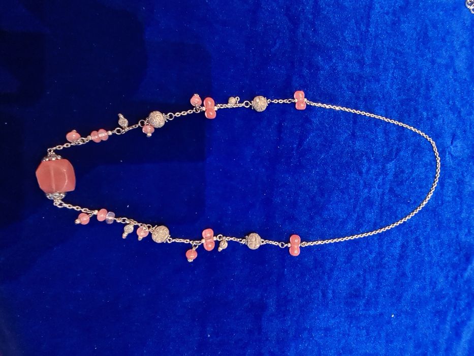 N colier lant argint masiv ,cuarț franțuzesc, deosebit,vintage