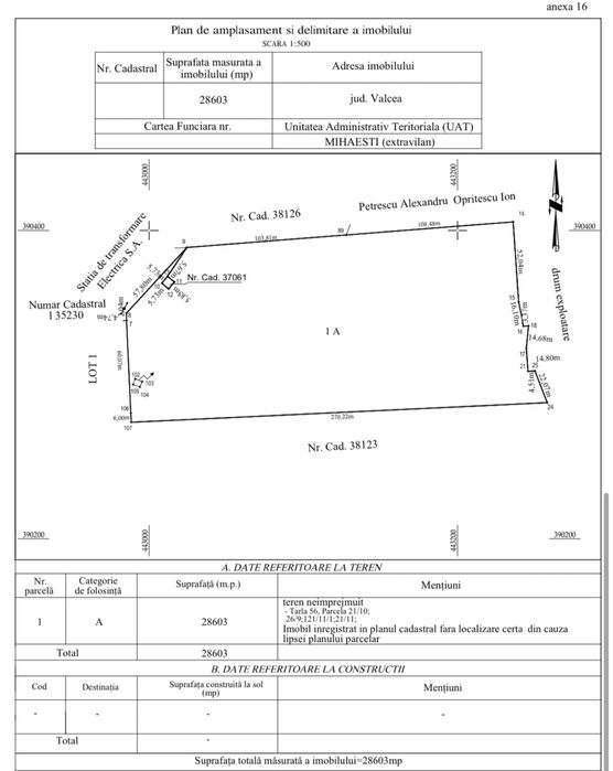 3 hectare teren extravilan de vanzare langa statie transformare curent