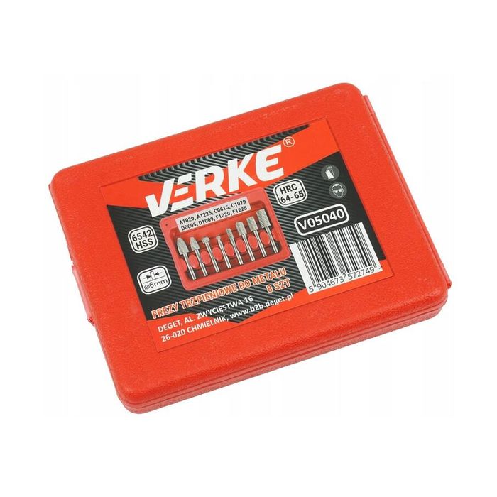 Set 8 freze de carbura, pentru metal, HSS, Verke