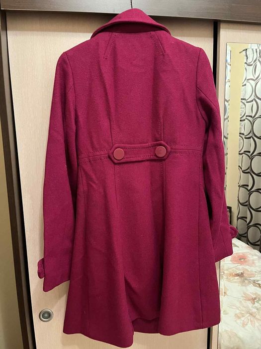 Дамско вълнено палто, цвят бордо/маджента