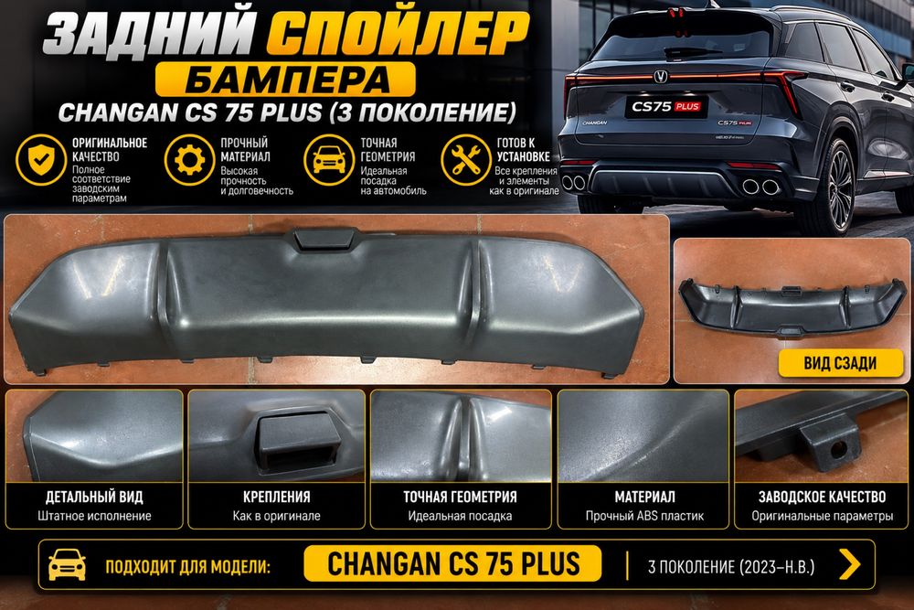 Changan CS 75 plus спойлер бампера середина