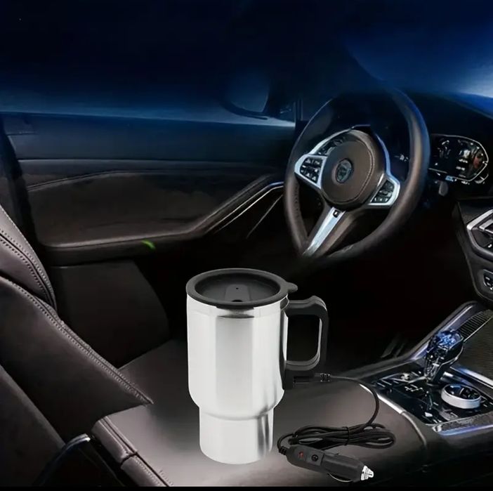 Fierbator Cană electrică auto 12V/24V inox, ideală ceai cafea supa