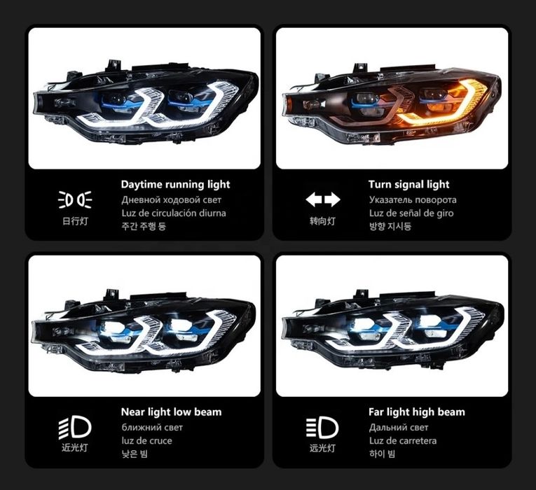 ЛЕД Фарове BMW F30 LED Laser Оборудван!! Plug & Play Bi-color Halogen