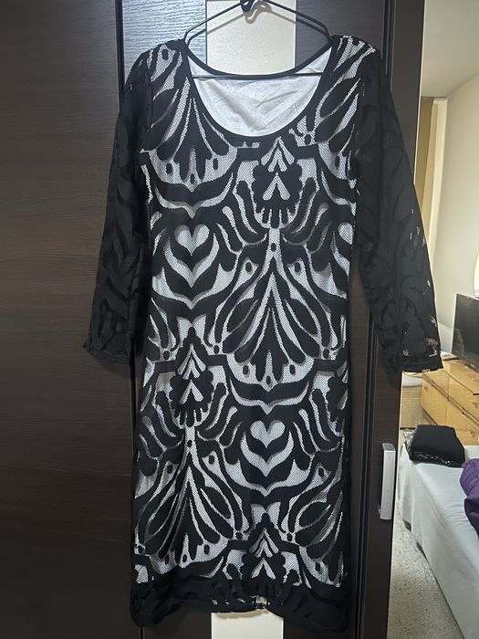 Rochie S/M crem cu negru