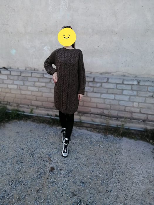 Платье - свитер вязаное шерстяное