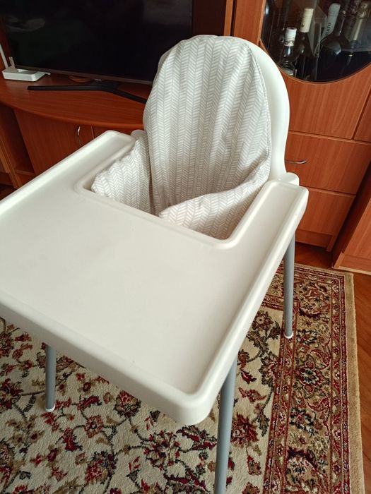 Scaun pentru copii înalt cu tavă alb Antilopa IKEA