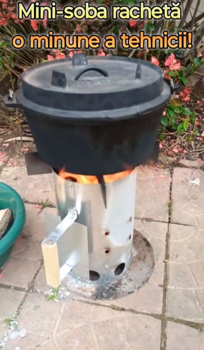 Sobă rachetă portabilă din aprinzător pentru cărbuni