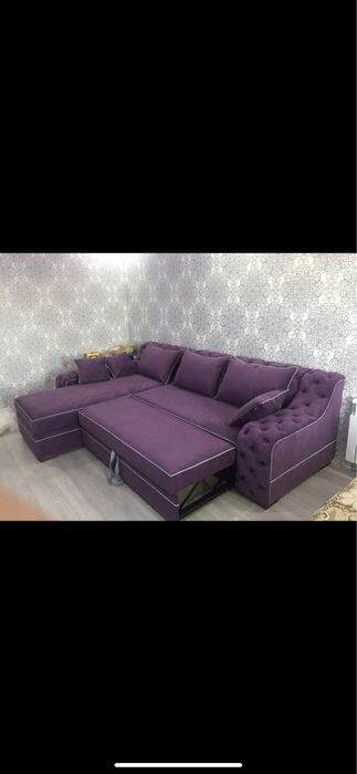 Диван угловой с каретной стяжкой