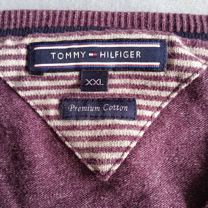 КАТО НОВ TOMMY HILFIGER XL V-Neck Premium Cotton Knit Jumper пуловер