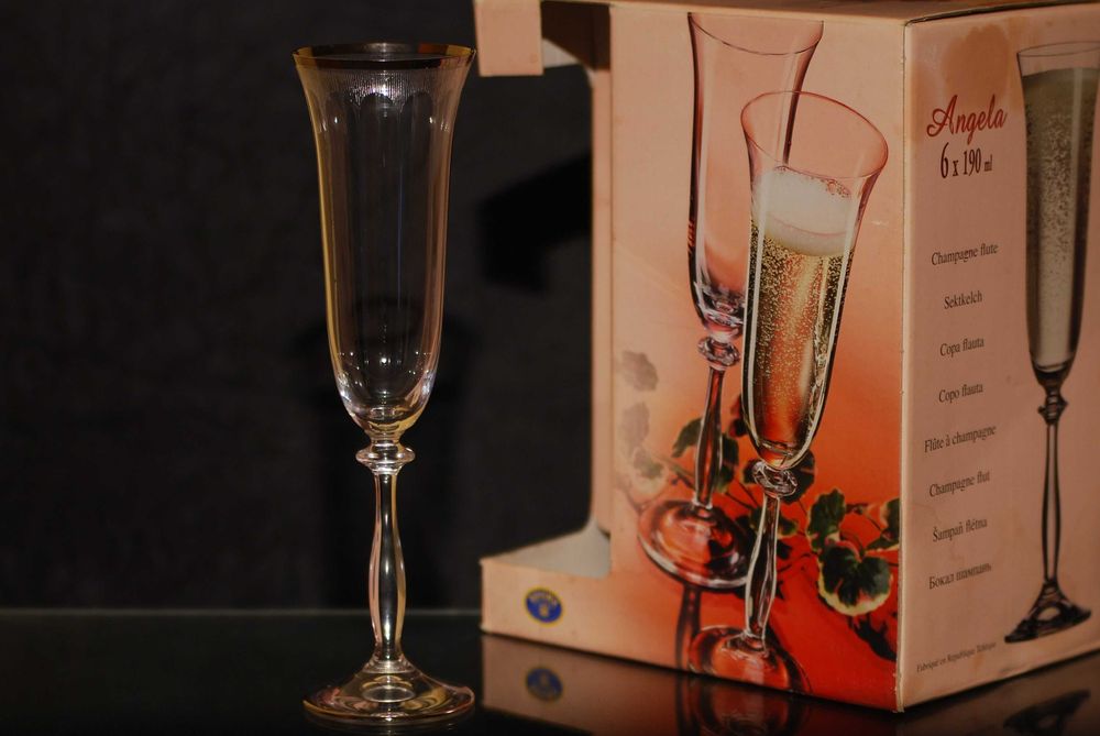 Богемское стекло. Бокалы для шампанского «Анжела»
