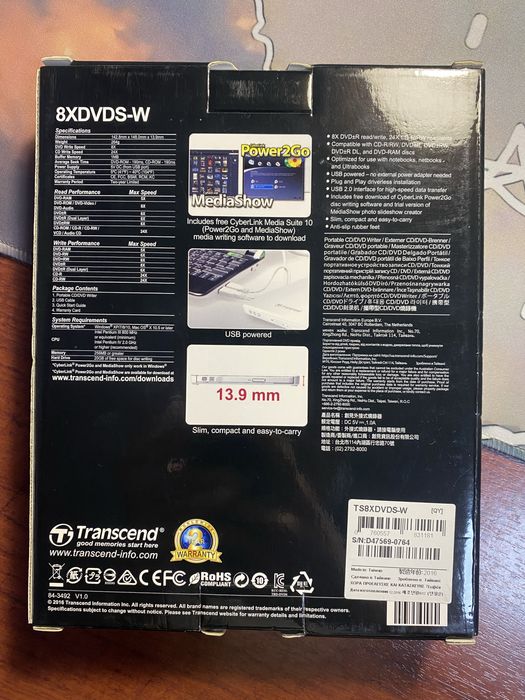 Transcend Портативный пишущий CD/DVD-привод