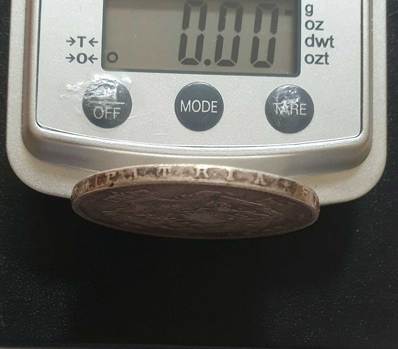 Moneda 5 lei 1883 argint, varianta cu patrat la coroana, mai rara