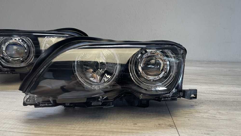Far faruri BMW E46 FL Angel Eyes LED negru NOU