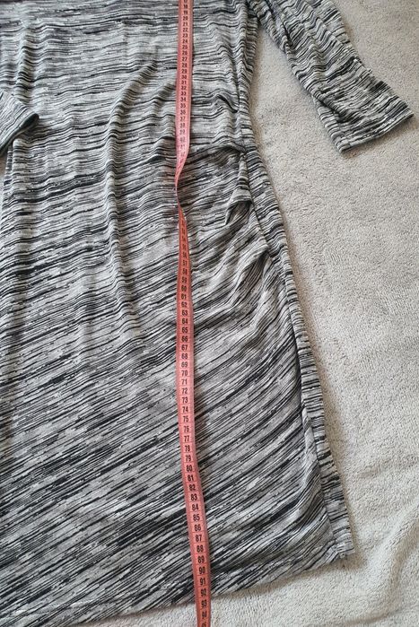 Rochie ICHI gri mulata casual chic elastica S M maneca 3 4 vascoza office