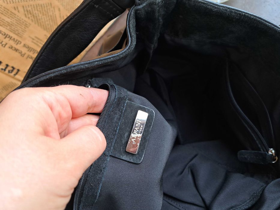 дамска чанта ALFANI,черна кожена-естествена кожа