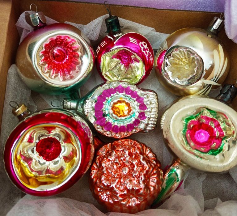 Винтажные елочные игрушки, стекло СССР,ГДР