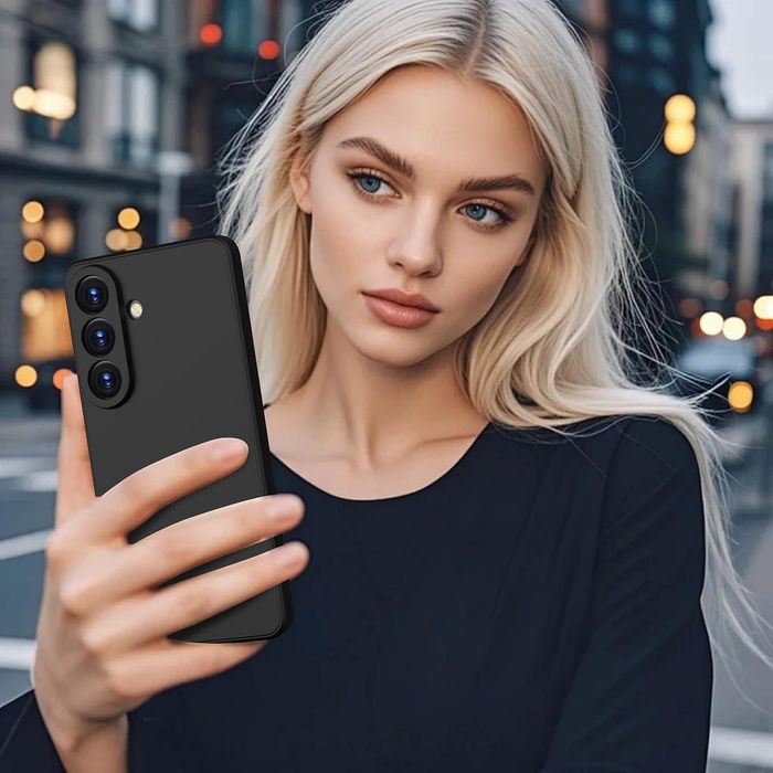 Матов силиконов кейс за samsung galaxy s26+ plus - черен - със защита