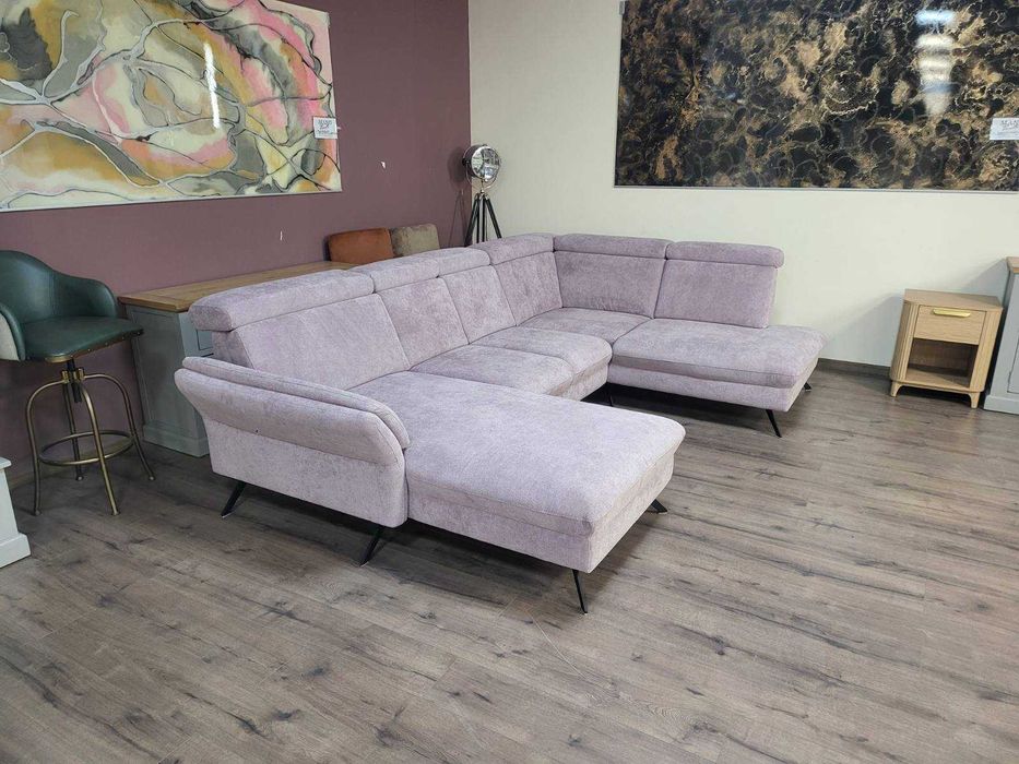 П- образен ъглов диван от плат MM-ZE1162 - цвят люляк