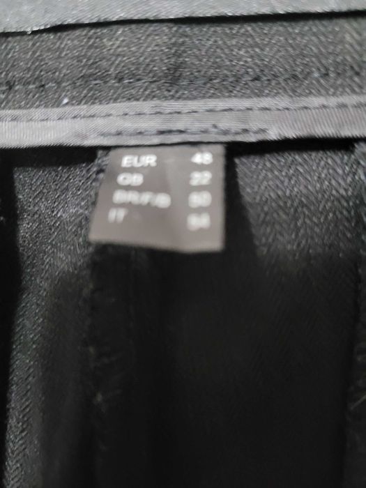 Pantaloni eleganti cu dunga, noi, negru intens, marime 48EU