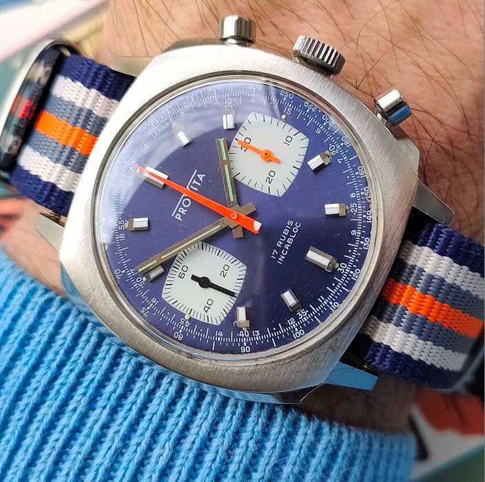 Ceas Cronograf Provita cal Elvetian Valjoux 7733 Otel 39mm accesoriu