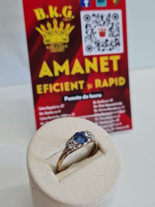 Inel de aur de 18k cu safir si diamante Amanet BKG